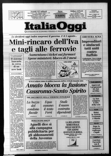 Italia oggi : quotidiano di economia finanza e politica